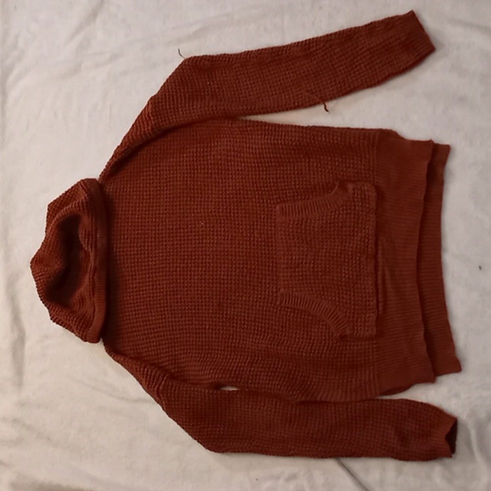 Burnt orange knit hoodie